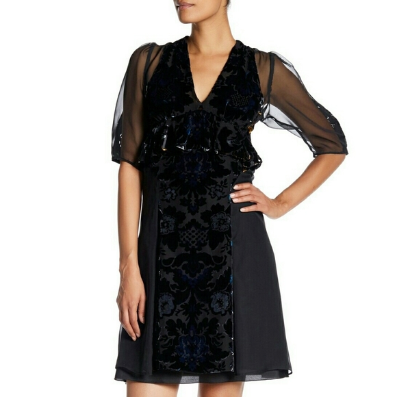 Anna SuiArabesque Floral Velvet DressBlack 4 - Picture 6 of 8